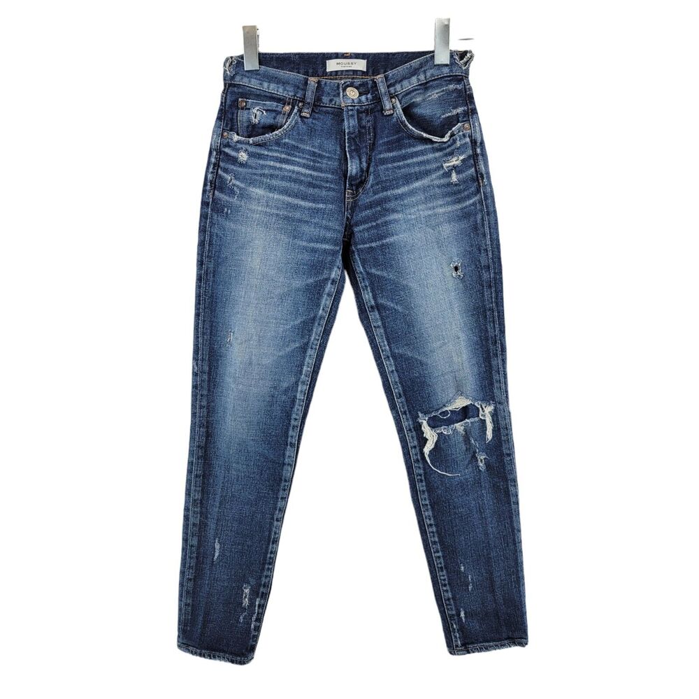 Moussy Vintage Jeans Womens Size 26 Distressed‎ Mid Rise Cropped Skinny